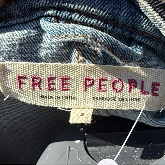 Free People Blue Jean Jacket with Black Accents - Picture 4 of 11